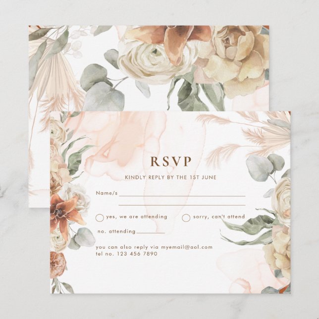Trending Terracotta Pampas Grass Wedding Postkarte (Vorne/Hinten)