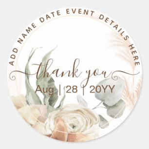 Trending Terracotta Pampas Grass Wedding Runder Aufkleber