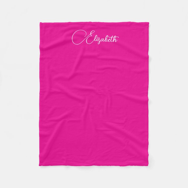 Trending Typografy Script Name Small Hot Pink Fleecedecke (Vorderseite)