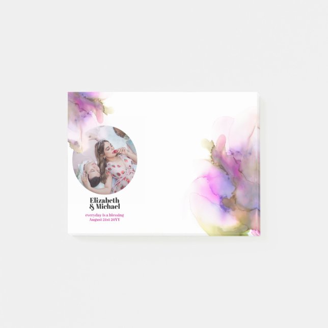 Trending Watercolor FOTO Geschenk Moody Post-it Klebezettel (Vorderseite)