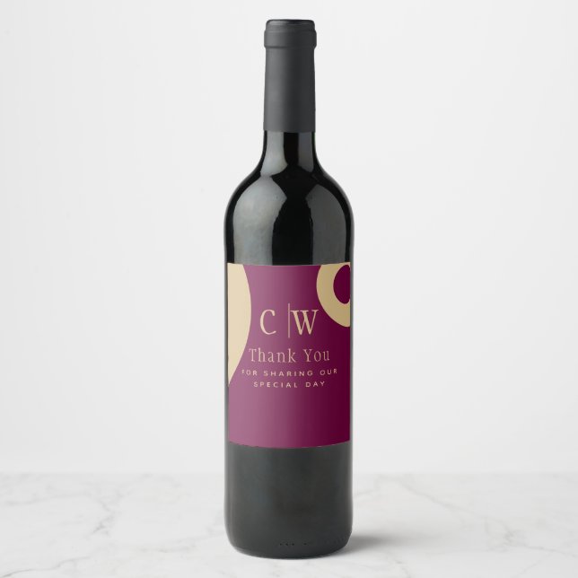 Trending Wedding Vielen Dank Berry Wine Gold Weinetikett (Vorderseite)