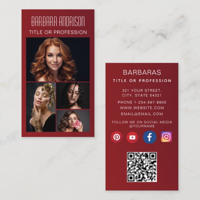 Trendkarte mit modernem QR-Code Foto Visitenkarte (Vorne/Hinten)
