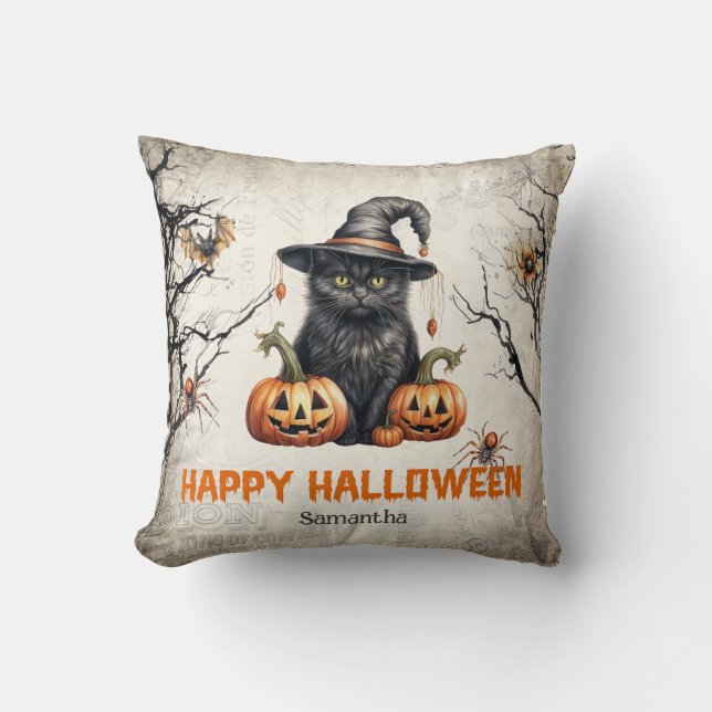 Trendklassische Halloween-Schwarzkatze Kissen (Vorderseite)