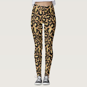 Trendleopard-Druck mit Goldfolie Leggings