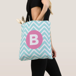 Trendlight Blue Zickzack Pink Monogram Tasche