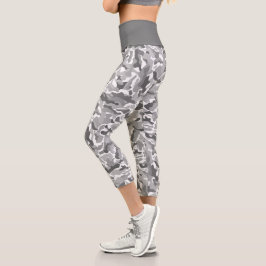 Trendlight Grau Camouflage Muster Capri Leggings