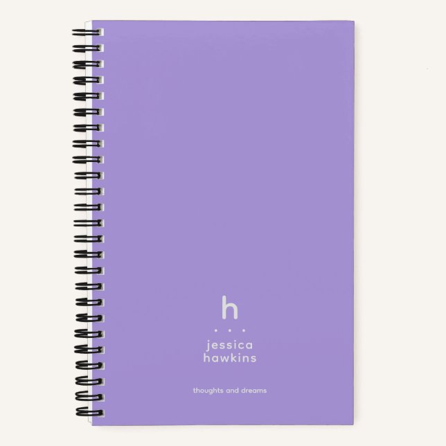 Trendlight Lila Modernes Monogramm Notizbuch (Vorderseite)
