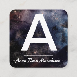 *~* Trendly INITIAL Pastel Cosmic QR LOGO FOTO Quadratische Visitenkarte