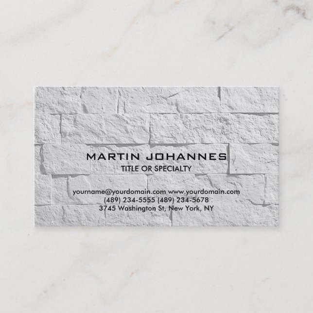 Trendly Schlicht Wall Brick Design Business Card Visitenkarte (Vorderseite)