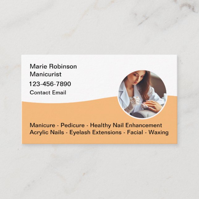Trendly Simple Manicure Nail Beauty Business Cards Visitenkarte (Vorderseite)