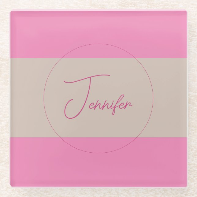 TrendMinimalistisch Moderne, Schlichte, einfache P Glasuntersetzer (Vorderseite)