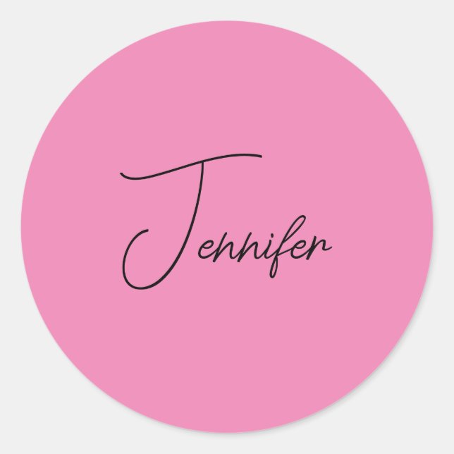 TrendMinimalistisch Moderne, Schlichte Rosa Farbe Runder Aufkleber (Vorderseite)