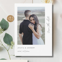 Trendminimalistischer Script-Foto QR-Code Save The Date