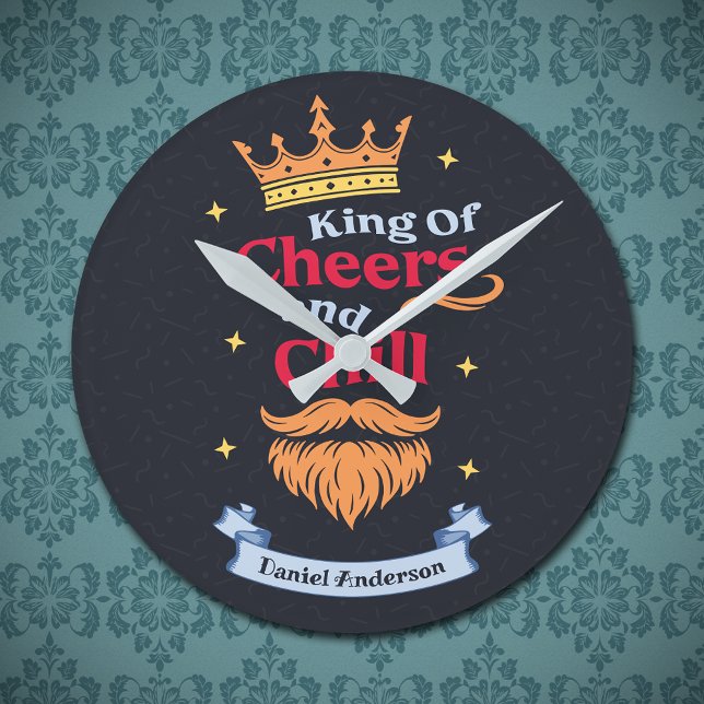 Trendmoderne, farbenfrohe Weihnachtskönig - Typogr Runde Wanduhr (Von Creator hochgeladen)