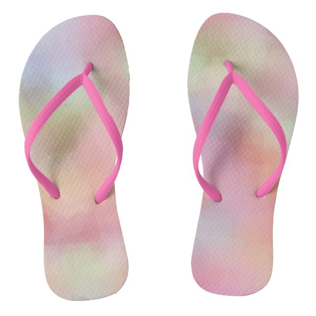 Trendpastellfarben Rosa Rosa Gelb Blau Grün Flip Flops (Fußbett)