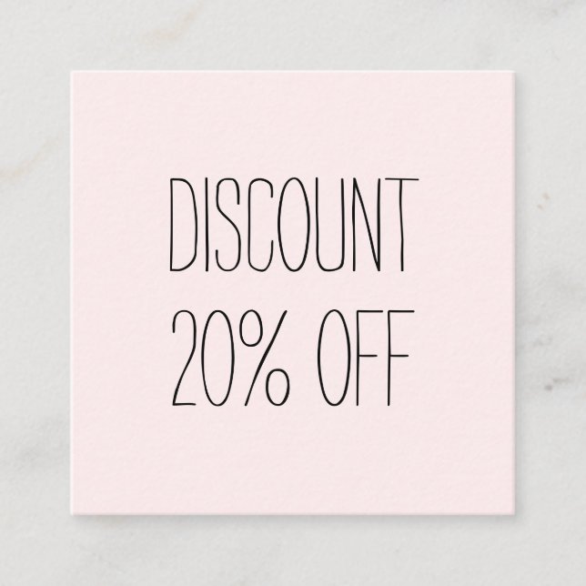 Trendpastellrosa Minimalistische moderne Discount- Rabattkarte (Vorderseite)