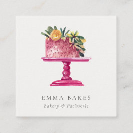 TRENDPINK FLORAL CAKE PATISSERIE CUPCAKE BAKERIE QUADRATISCHE VISITENKARTE