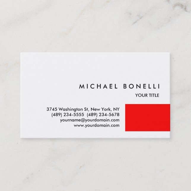 Trendred White Beruflich Business Card Visitenkarte (Vorderseite)