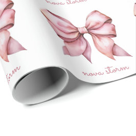 Trendrosa Bow Personalisiert mit Name Monogram Geschenkpapier