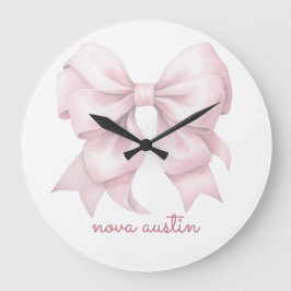 Trendrosa Bow Personalisiert mit Name Monogram Große Wanduhr