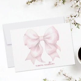 Trendrosa Bow Personalisiert mit Name Monogram Mitteilungskarte