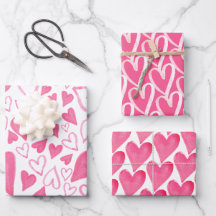 Trendrosa Herz-Valentinstag Wrapping Paper