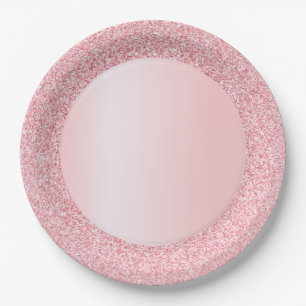 Trendrosa Rose Gold Glitzer Blank Template Pappteller