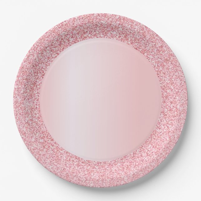 Trendrosa Rose Gold Glitzer Blank Template Pappteller (Vorderseite)