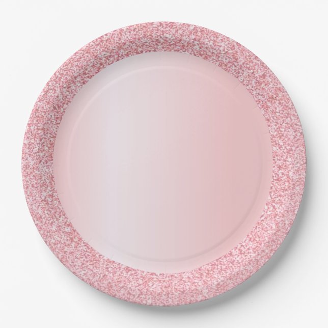 Trendrosa Rose Gold Glitzer Blank Template Pappteller (Vorderseite)
