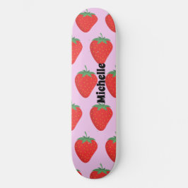 Trendrosa und Rote Erdbeere Muster Personalisiert Skateboard