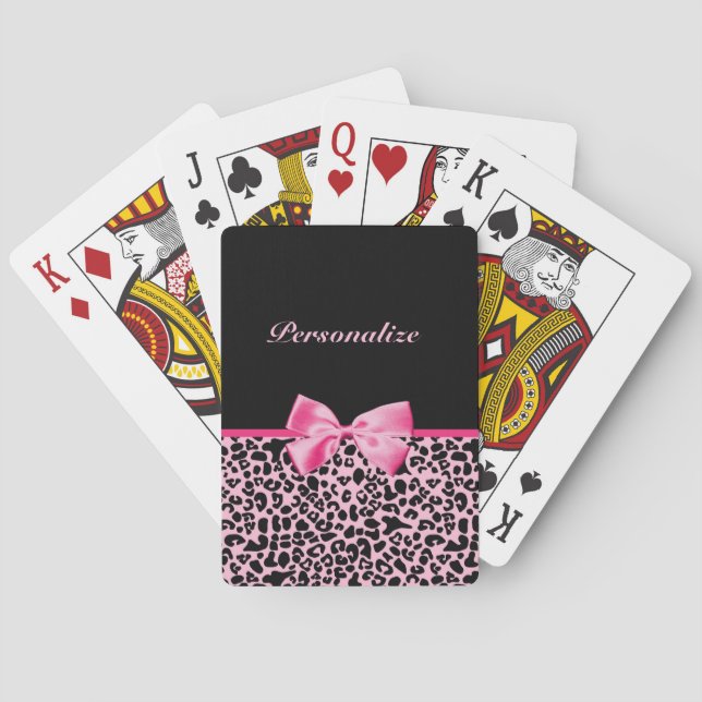 Trendrosa und schwarze Leoparden, rosa und rosafar Spielkarten (Rückseite)
