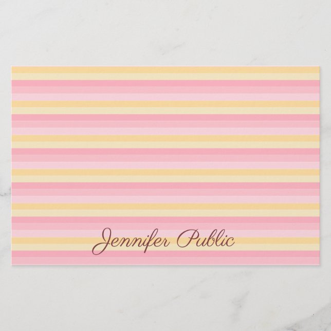 Trendrosa Vanille Yellow White Script Template Briefpapier (Vorderseite)