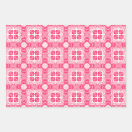 Trendrosa, weiße Formen geometrisches Muster Geschenkpapier Set