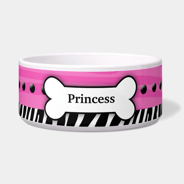 Trendrosa Zebra Stripe Pet Food Bowl - Klein Napf (Vorderseite)