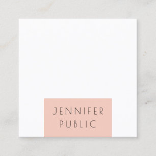 Trendrot Rosa Weiß Moderne Minimalistisch Quadratische Visitenkarte