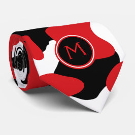 Trendrotes Schwarzes Kuh Print Monogram Krawatte