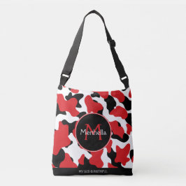 Trendrotes Schwarzes Kuh Print Monogram Tragetaschen Mit Langen Trägern