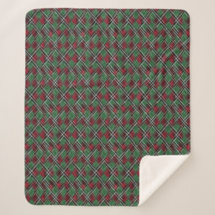 Trendrotes und grünes Weihnachtsmuster Kariert Sherpadecke
