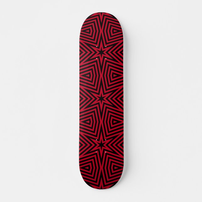 Trendrotes und schwarzes Sternmuster Skateboard (Vorne)