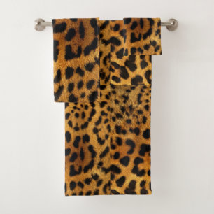 Trendschicker Tiermuster Braunleopard-Druck Badhandtuch Set