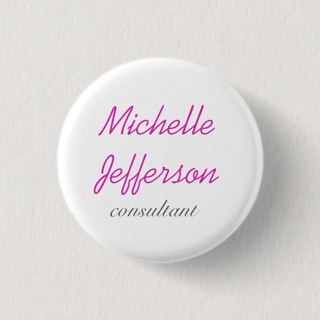 Trendschriftlich Pink White Clean Button (Vorderseite)