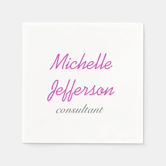 Trendschriftlich Pink White Clean Serviette (Vorderseite)