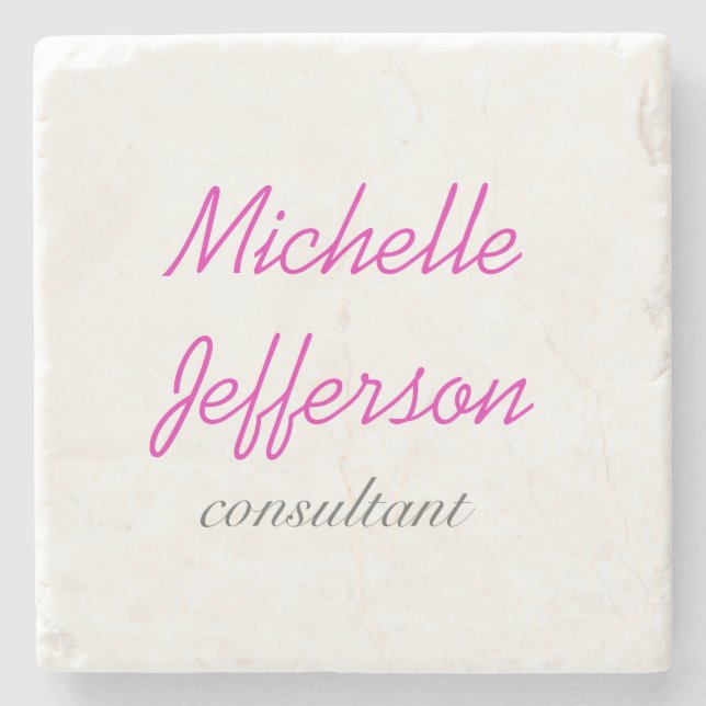 Trendschriftlich Pink White Clean Steinuntersetzer (Vorderseite)