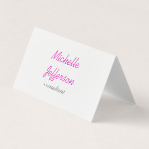 Trendschriftlich Pink White Clean Visitenkarten