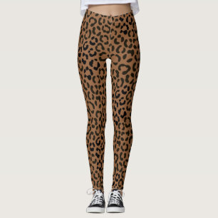 Trendschwarz auf Tan Leopard Druckmuster Leggings