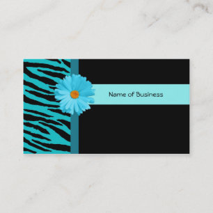 Trendschwarz und Aquamarine Zebradrucke mit Daisy Visitenkarte