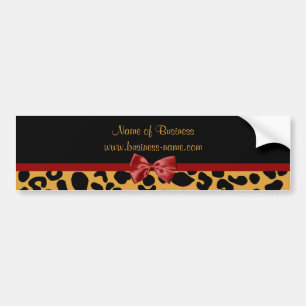 Trendschwarz und Gold Leopard Print Red Ribbon Bow Autoaufkleber