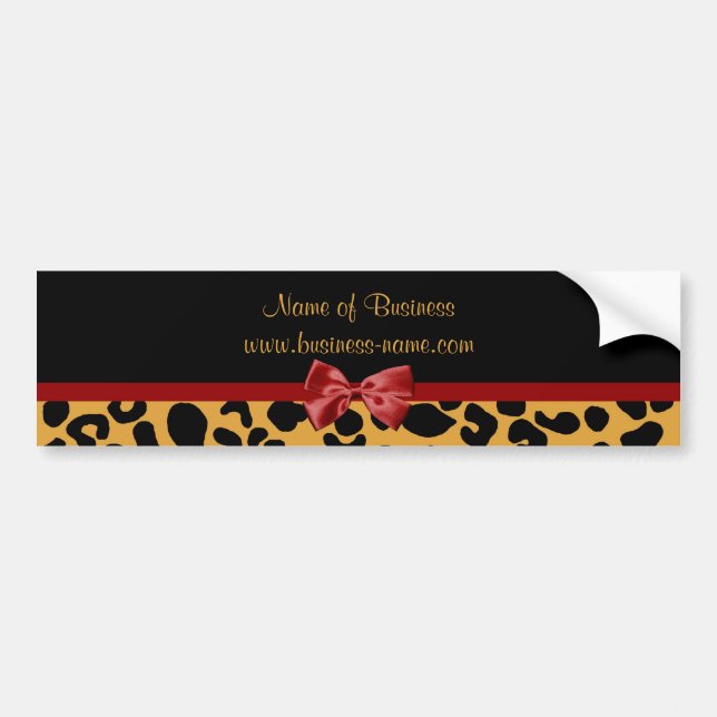 Trendschwarz und Gold Leopard Print Red Ribbon Bow Autoaufkleber (Vorne)