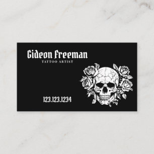 Trendschwarz und weiß Skull Tattoo Studio Visitenkarte