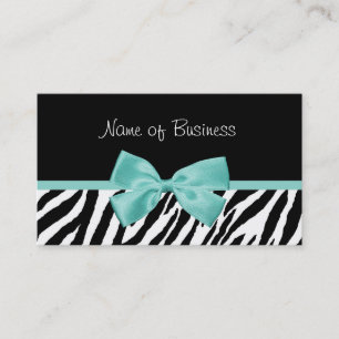Trendschwarz und weiß Zebra Aqua Mint Ribbon Visitenkarte